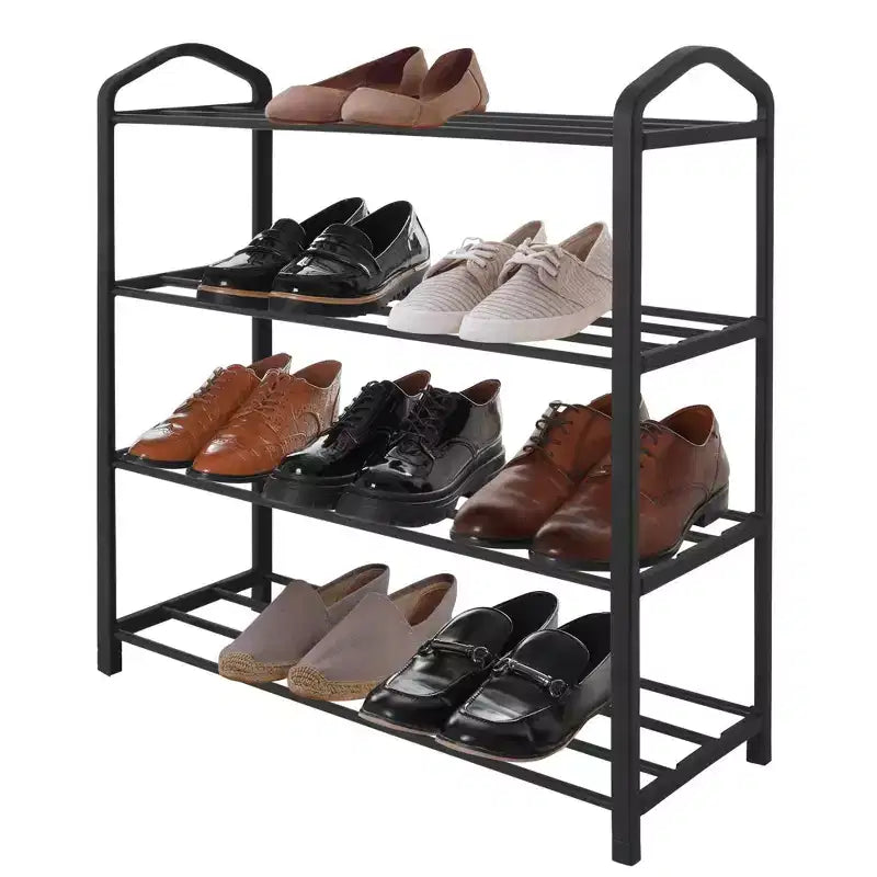 Americanflat Shoe Organizer - 4 Tier Shoe Rack Storage Shelf - Black Shoe Rack for Closet, Entryways, or Garages - Easy to Assemble Space-Saving