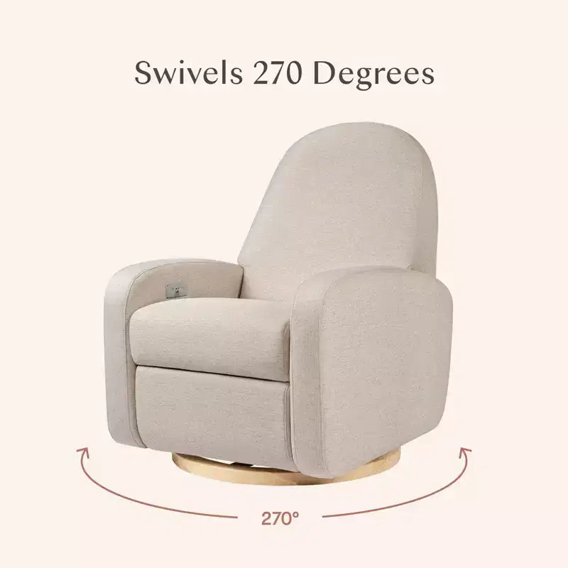 Babyletto Nami, poltrona reclinabile elettronica e scorrevole girevole con porta USB