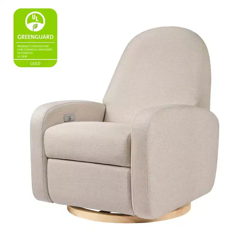 Babyletto Nami, poltrona reclinabile elettronica e scorrevole girevole con porta USB