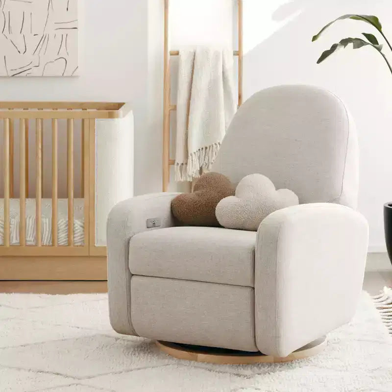 Babyletto Nami, poltrona reclinabile elettronica e scorrevole girevole con porta USB