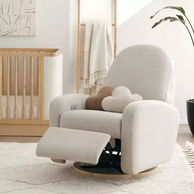 Babyletto Nami, poltrona reclinabile elettronica e scorrevole girevole con porta USB