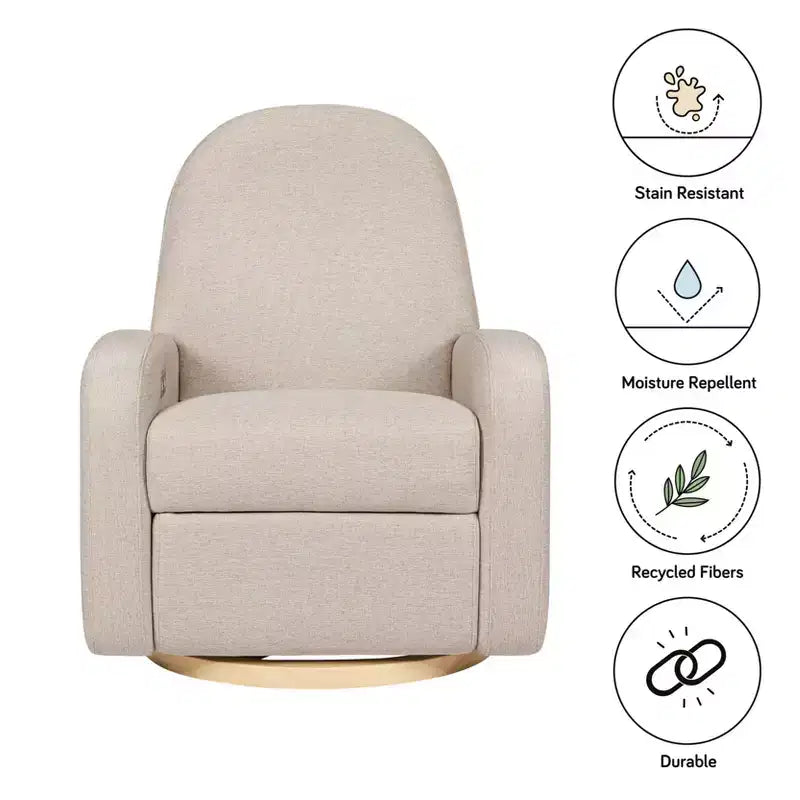 Babyletto Nami, poltrona reclinabile elettronica e scorrevole girevole con porta USB
