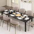 Dining Table with Wave Irregular Edge, 15mm Thick MDF Top & Metal Frame, for Kitchen, Marble