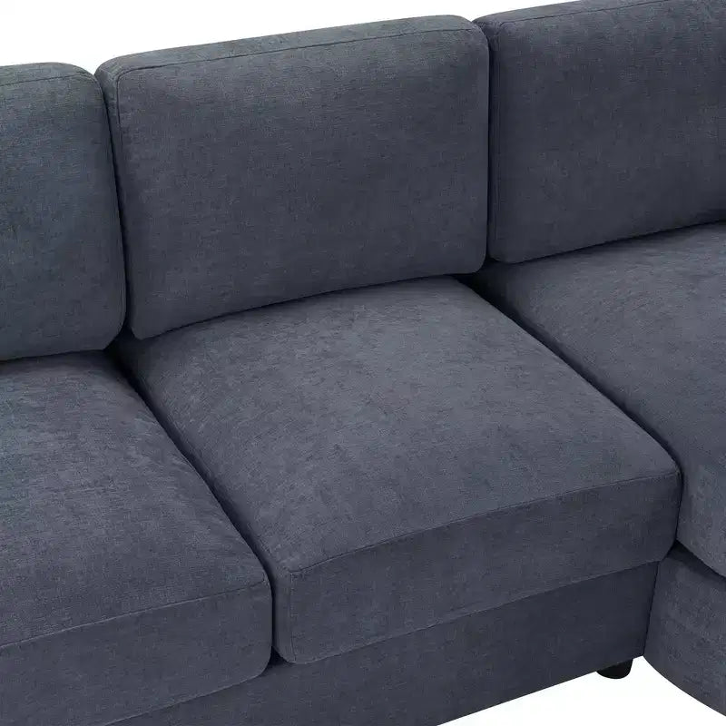 Whisen 84.6 Divano e Sofà Sezionale Moderno a L con Chaise Longue Curva, Tasche Laterali Portaoggetti