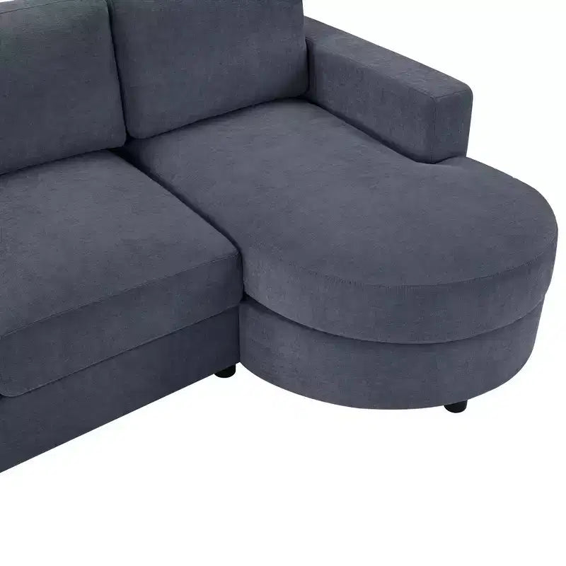 Whisen 84.6 Divano e Sofà Sezionale Moderno a L con Chaise Longue Curva, Tasche Laterali Portaoggetti