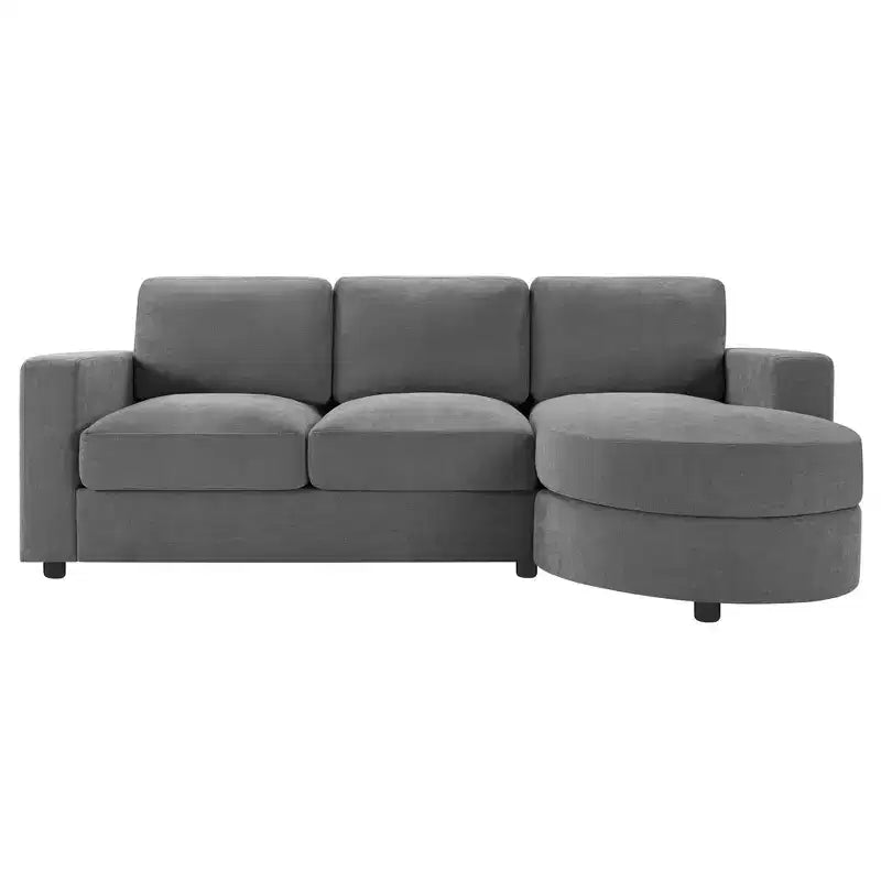 Whisen 84.6 Divano e Sofà Sezionale Moderno a L con Chaise Longue Curva, Tasche Laterali Portaoggetti