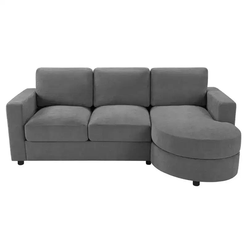 Whisen 84.6 Divano e Sofà Sezionale Moderno a L con Chaise Longue Curva, Tasche Laterali Portaoggetti