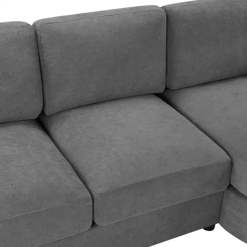 Whisen 84.6 Divano e Sofà Sezionale Moderno a L con Chaise Longue Curva, Tasche Laterali Portaoggetti