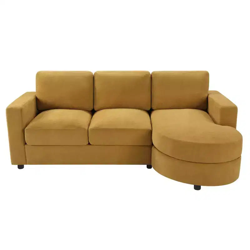 Whisen 84.6 Divano e Sofà Sezionale Moderno a L con Chaise Longue Curva, Tasche Laterali Portaoggetti