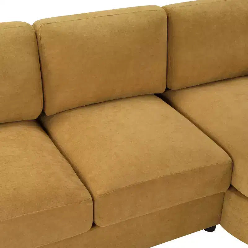 Whisen 84.6 Divano e Sofà Sezionale Moderno a L con Chaise Longue Curva, Tasche Laterali Portaoggetti