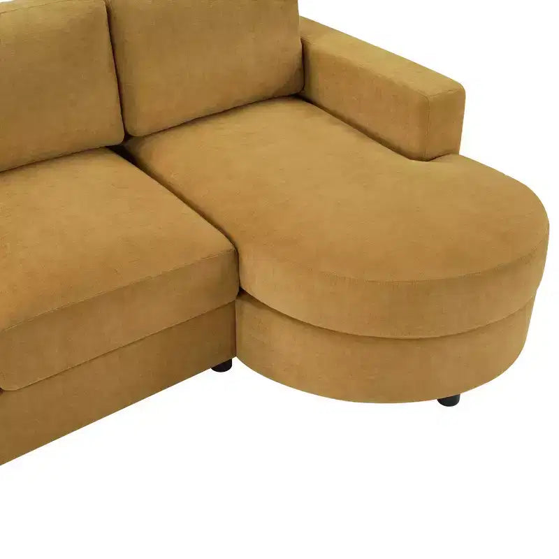 Whisen 84.6 Divano e Sofà Sezionale Moderno a L con Chaise Longue Curva, Tasche Laterali Portaoggetti