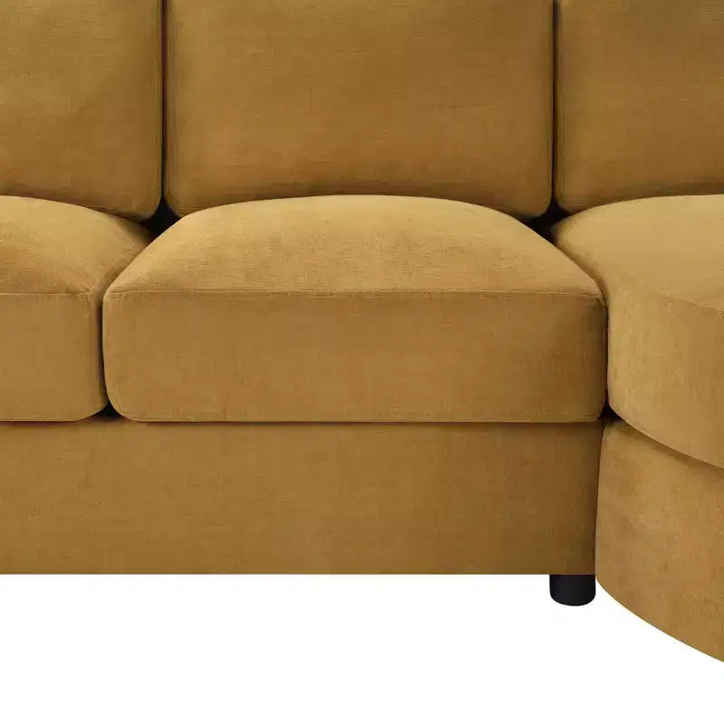 Whisen 84.6 Divano e Sofà Sezionale Moderno a L con Chaise Longue Curva, Tasche Laterali Portaoggetti