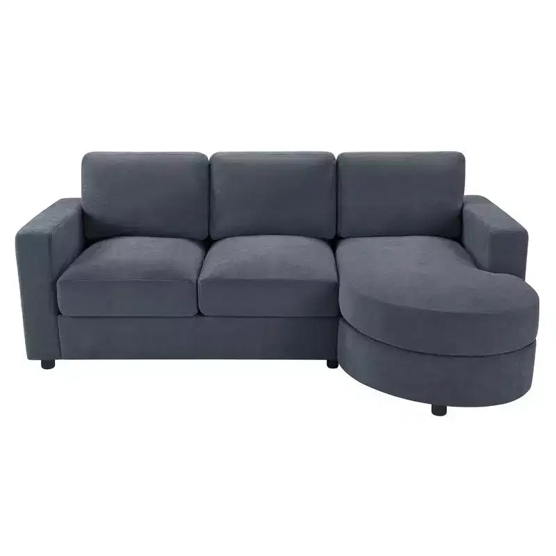 Whisen 84.6 Divano e Sofà Sezionale Moderno a L con Chaise Longue Curva, Tasche Laterali Portaoggetti