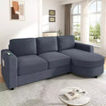 Whisen 84.6 Modern L-shaped Sectional Sofa & Couch with a Curved Chaise Lounge, Side Storage Pockets