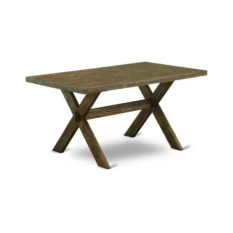Tavolo da pranzo in legno massiccio HomeStock 7 pezzi con finitura Jacobean anticata e 6 sedie