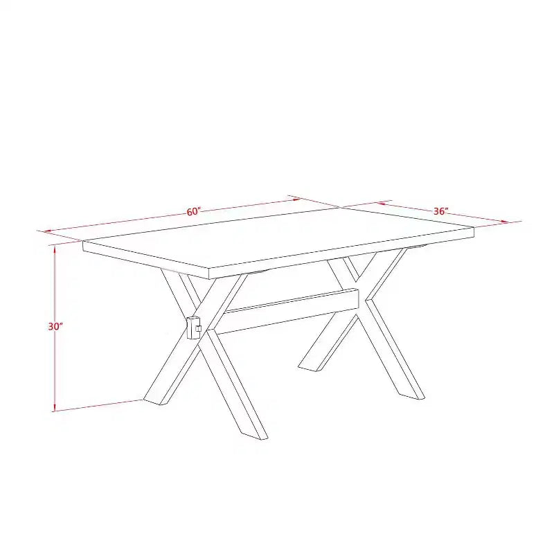 Tavolo da pranzo in legno massiccio HomeStock 7 pezzi con finitura Jacobean anticata e 6 sedie