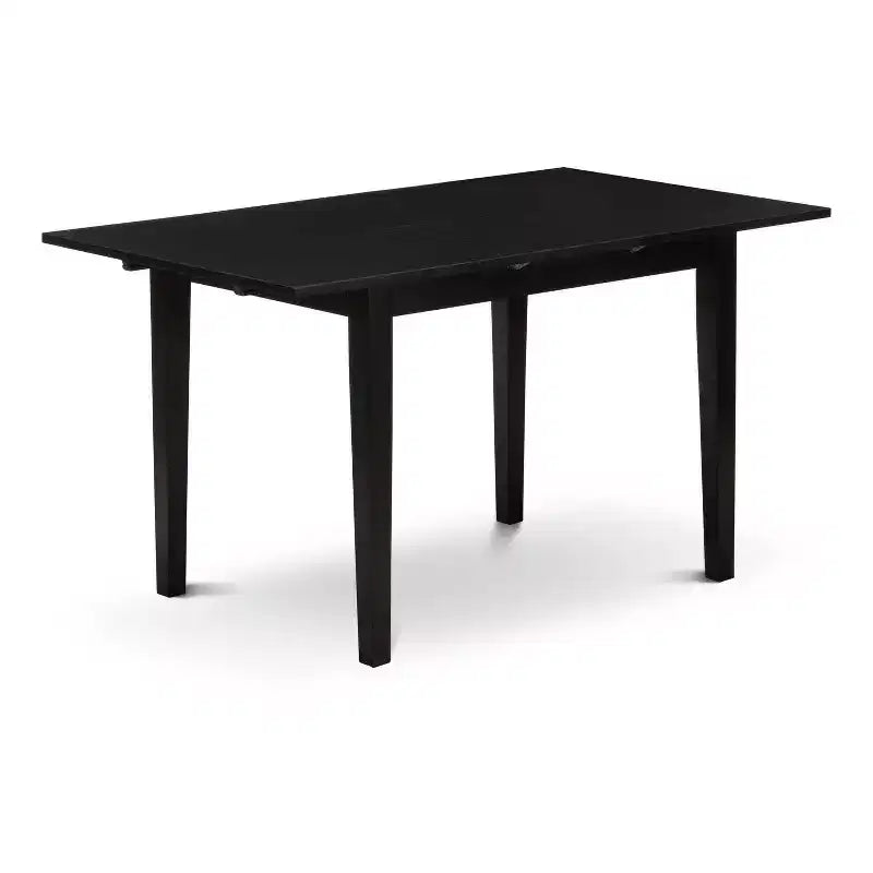 3-Piece Black Finish Rectangular Solid Wood Top Dining Table Set