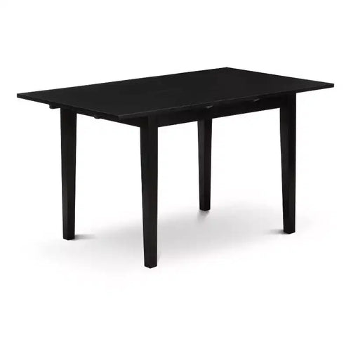 3-Piece Black Finish Rectangular Solid Wood Top Dining Table Set