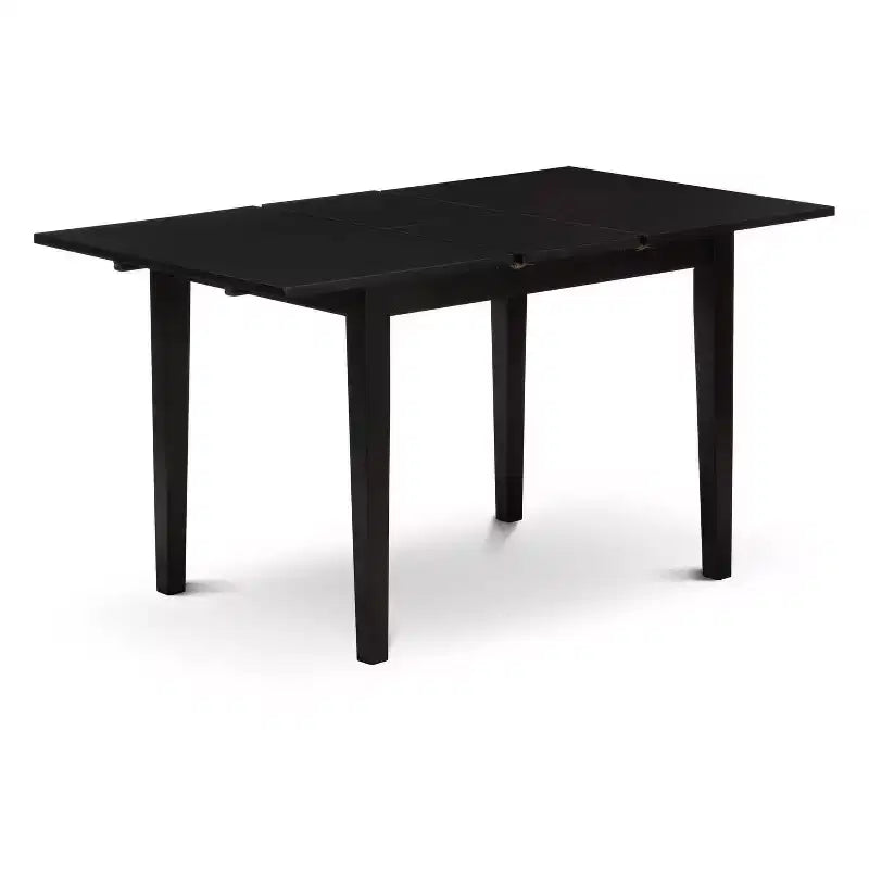 Set da pranzo rettangolare 3 pezzi con piano in legno massello e finitura nera