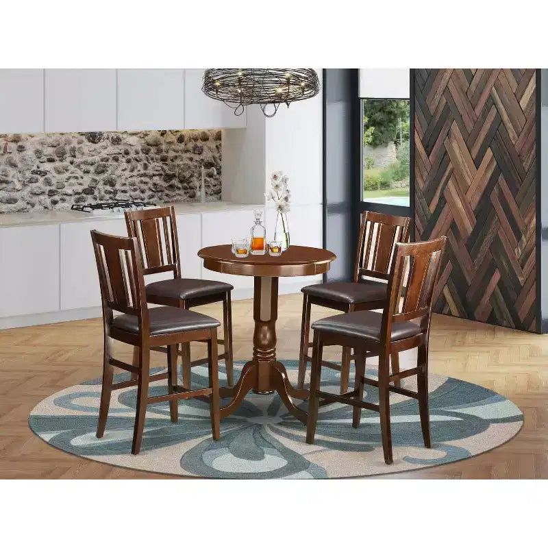 Set Tavolo Altezza Bancone con 4 Sedie - Moderno Set Dinette per Cucina o Sala da Pranzo