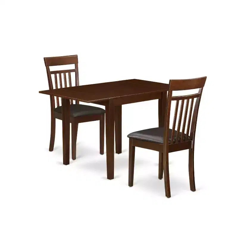 HomeStock 3-Piece Mahogany Finish Solid Wood Top Dining Table Set