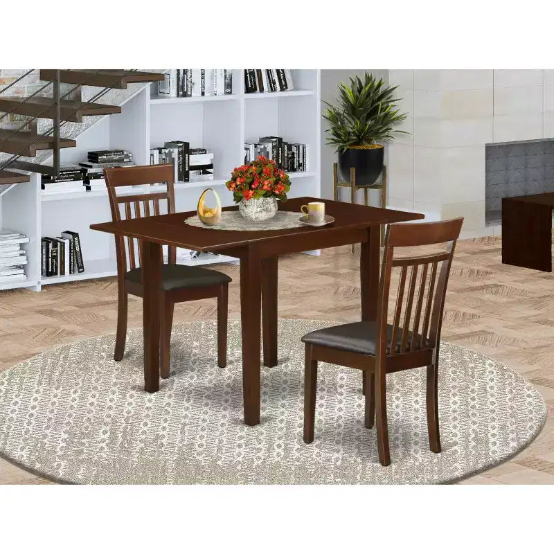 Set Tavolo da Pranzo a 3 Pezzi con Piano in Legno Massello Finitura Mogano HomeStock