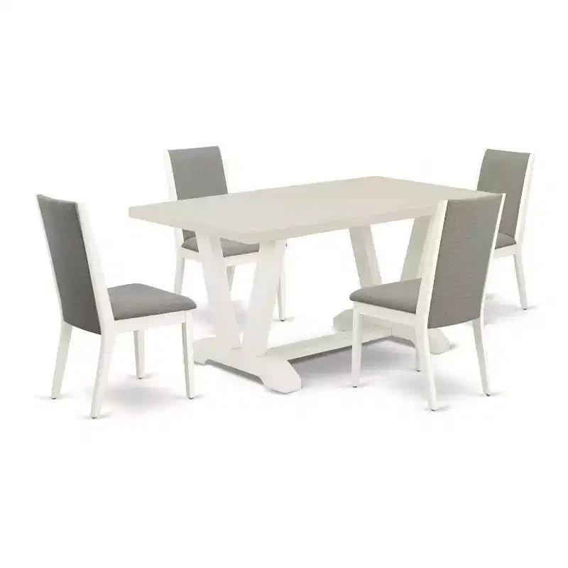 HomeStock 5-Piece Natural Oak Finish Solid Wood Top Dining table with 4 Chairs