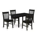 5-Piece Black Finish Solid Wood Top - Rectangular Dining Room Set - Seats 4