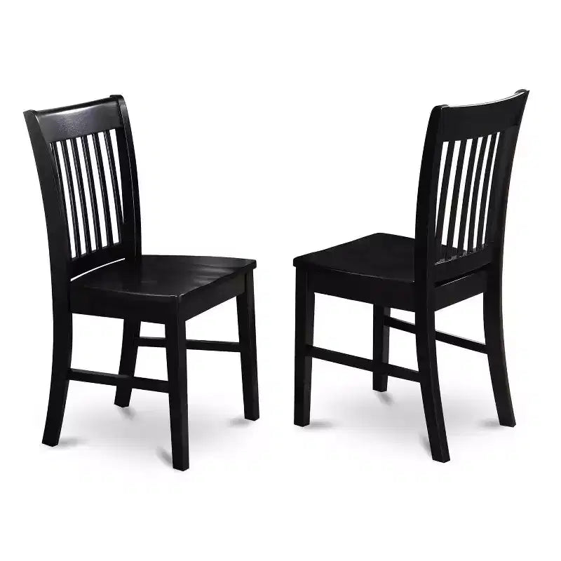 Set da pranzo rettangolare 5 pezzi con piano in legno massello finitura nera - 4 posti a sedere