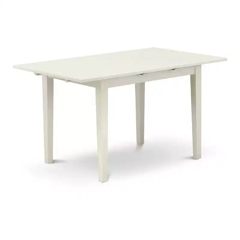 Set Sala da Pranzo 5 Pezzi in Legno Massello Finitura Bianco Lino con Sedie a Bottone (4 Posti)