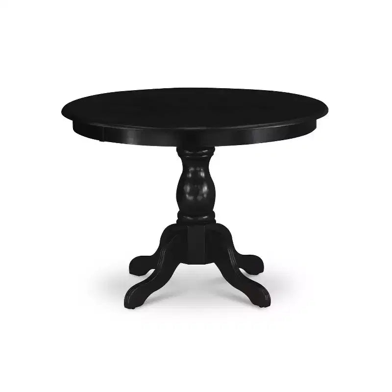 HomeStock Set da pranzo 5 pezzi con tavolo in legno massello con finitura spazzolata nera e 4 sedie