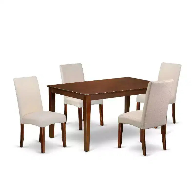 HomeStock 5-Pc Mahogany Finish Solid Wood Top-Rectangular Dining Room Set-Seats 4