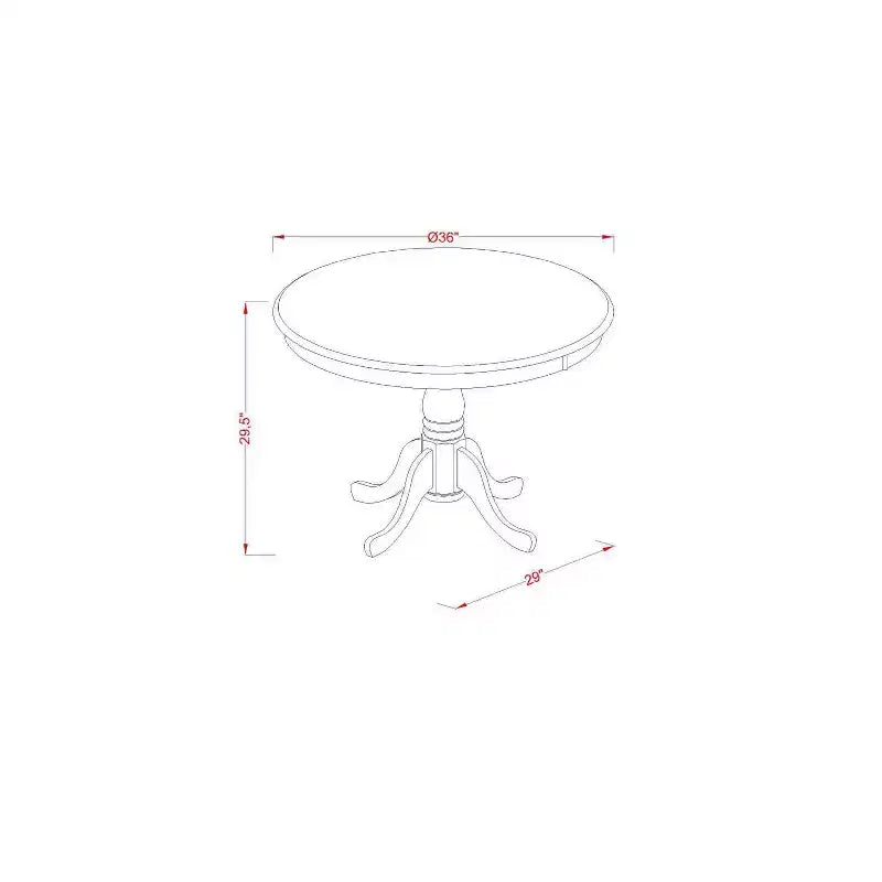 Set Tavolo da Pranzo Rotondo - Tavolo da 91 cm e 2 Sedie - Tessuto di Lino - Finitura Caffè Scuro