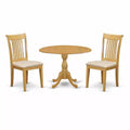 3-Piece Natural Oak Finish Solid Wood Top - Dining Room Set - Seats 4