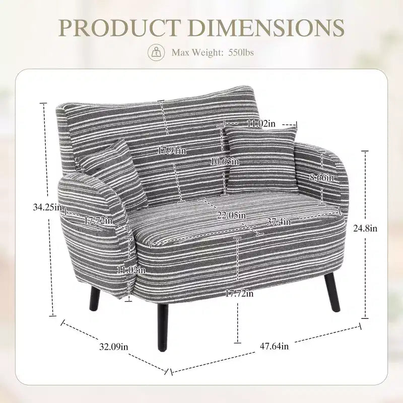 Okak Poltrona singola moderna in boucle con braccioli e cuscini per miscelazione colori, divano-letto con contenitore profondo per camera da letto, appartamento