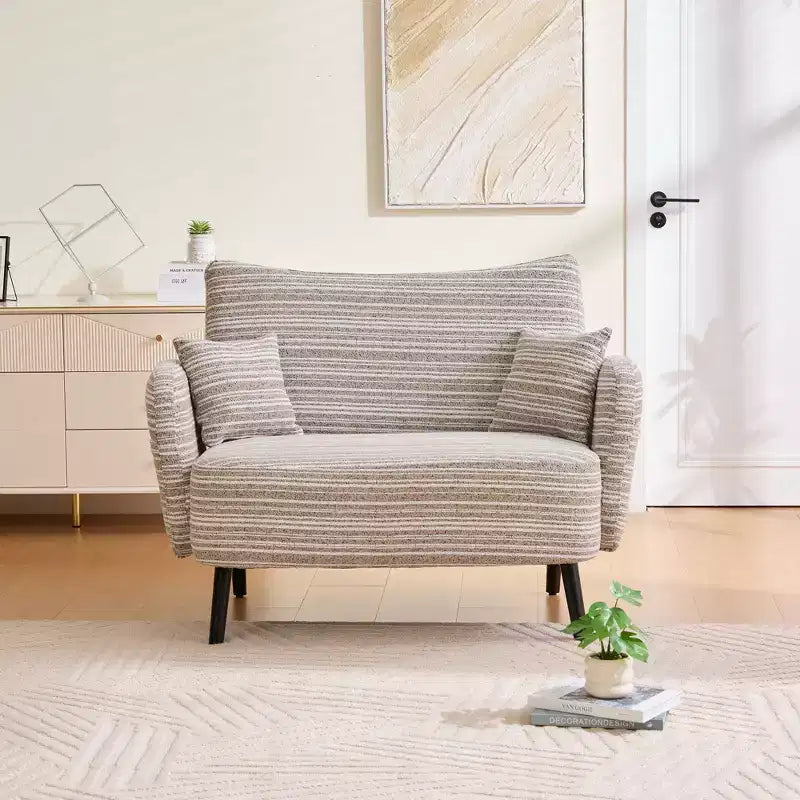 Okak Poltrona singola moderna in boucle con braccioli e cuscini per miscelazione colori, divano-letto con contenitore profondo per camera da letto, appartamento