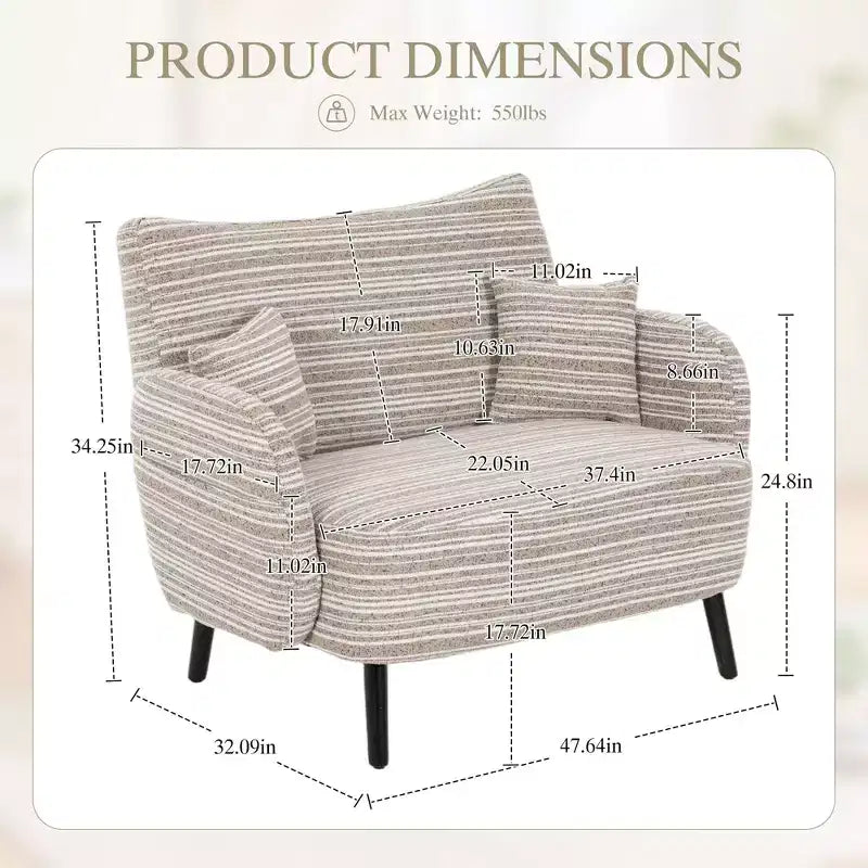 Okak Poltrona singola moderna in boucle con braccioli e cuscini per miscelazione colori, divano-letto con contenitore profondo per camera da letto, appartamento