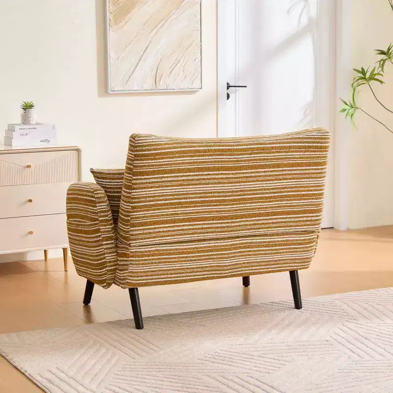 Okak Poltrona singola moderna in boucle con braccioli e cuscini per miscelazione colori, divano-letto con contenitore profondo per camera da letto, appartamento