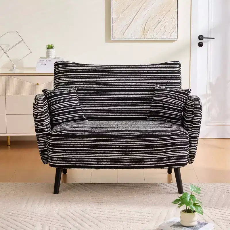 Okak Poltrona singola moderna in boucle con braccioli e cuscini per miscelazione colori, divano-letto con contenitore profondo per camera da letto, appartamento
