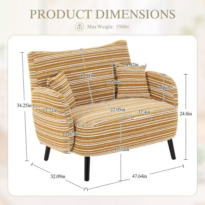 Okak Poltrona singola moderna in boucle con braccioli e cuscini per miscelazione colori, divano-letto con contenitore profondo per camera da letto, appartamento