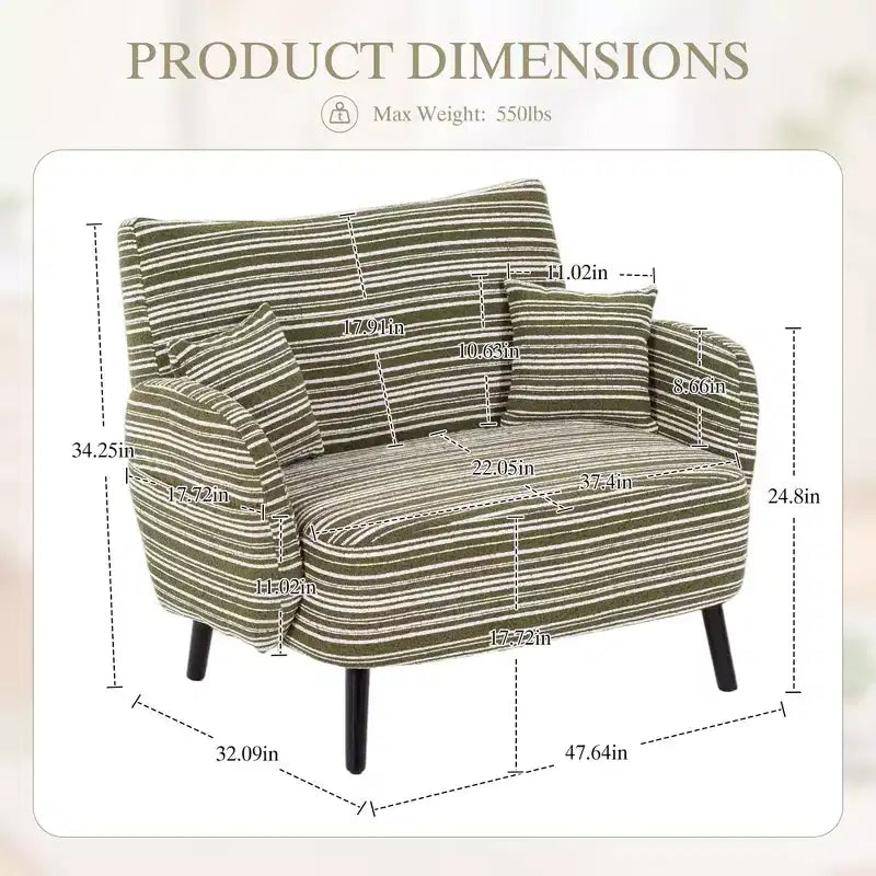 Okak Poltrona singola moderna in boucle con braccioli e cuscini per miscelazione colori, divano-letto con contenitore profondo per camera da letto, appartamento