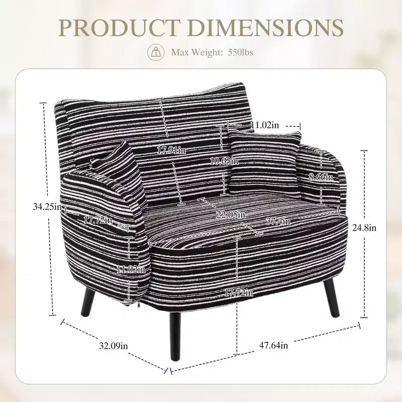 Okak Poltrona singola moderna in boucle con braccioli e cuscini per miscelazione colori, divano-letto con contenitore profondo per camera da letto, appartamento