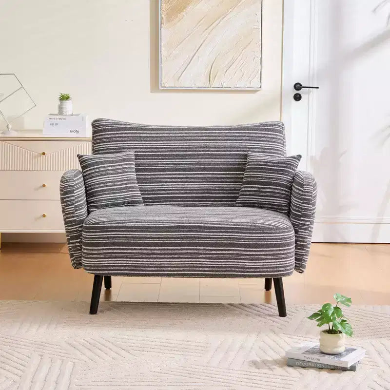 Okak Poltrona singola moderna in boucle con braccioli e cuscini per miscelazione colori, divano-letto con contenitore profondo per camera da letto, appartamento