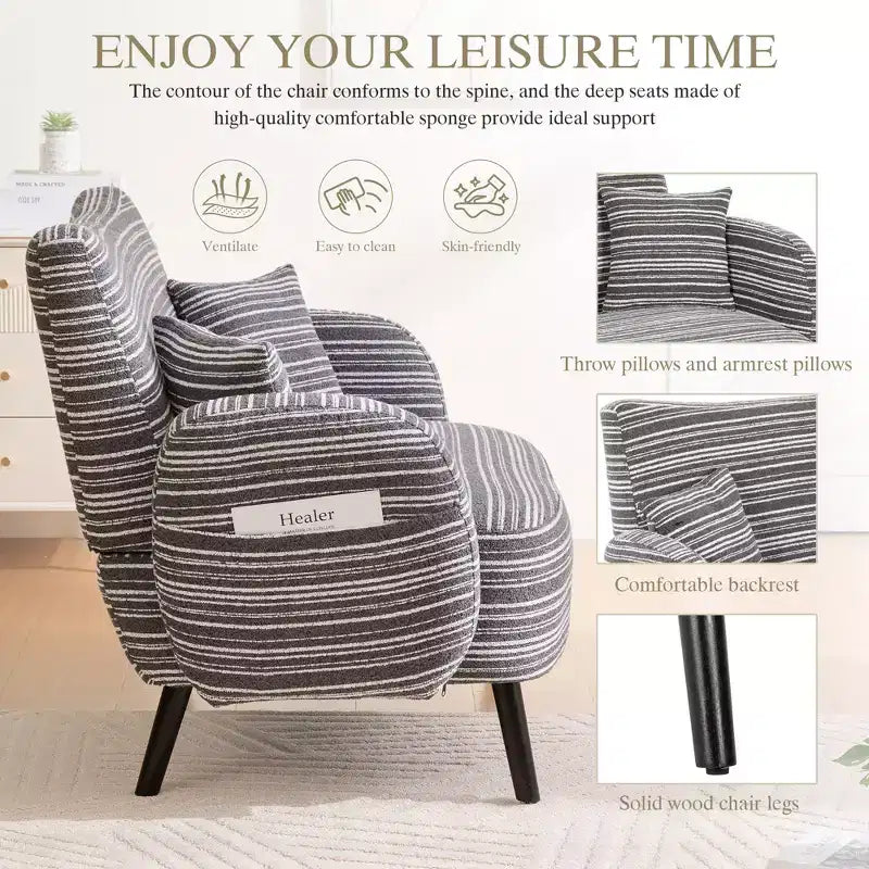 Okak Poltrona singola moderna in boucle con braccioli e cuscini per miscelazione colori, divano-letto con contenitore profondo per camera da letto, appartamento