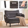 Okak Modern Color Mixing Boucle Single Sofa Chair with Armrests & Pillows,Deep-Seated Storage Sofa Couch for Bedroom,Apartments