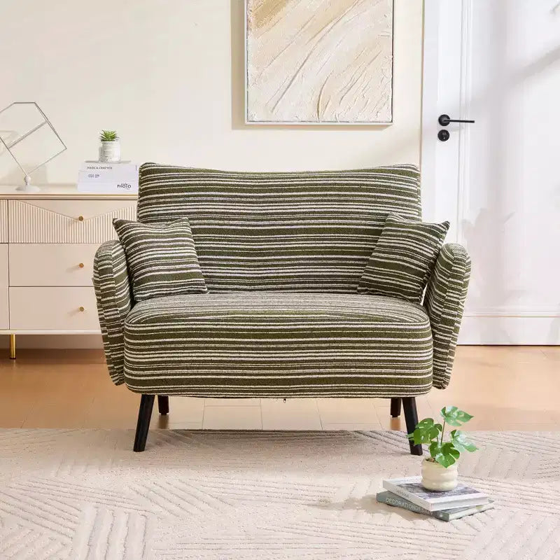 Okak Poltrona singola moderna in boucle con braccioli e cuscini per miscelazione colori, divano-letto con contenitore profondo per camera da letto, appartamento