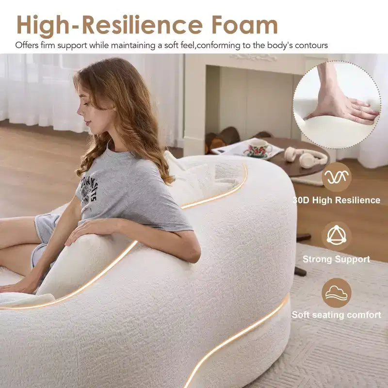 Divano letto pieghevole moderno Okak 2-in-1 senza struttura con 4 cuscini, futon in tessuto ciniglia per soggiorno, appartamento