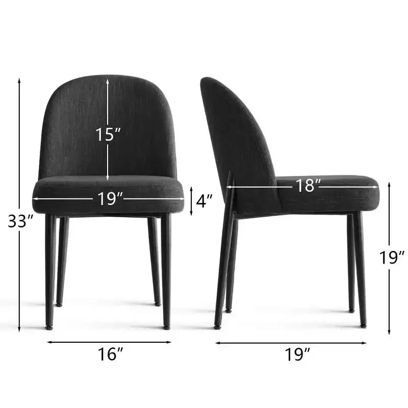 Set di 8 sedie da pranzo moderne imbottite in lino, sedie da cucina senza braccioli con gambe in metallo nero per sala da pranzo o cucina - Panipeachy