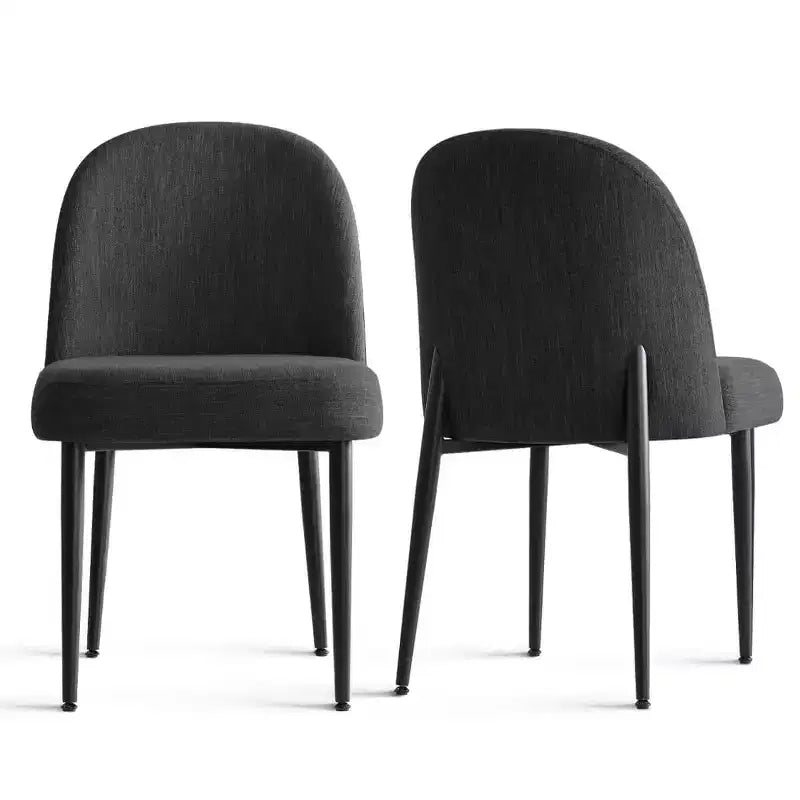 Set di 8 sedie da pranzo moderne imbottite in lino, sedie da cucina senza braccioli con gambe in metallo nero per sala da pranzo o cucina - Panipeachy