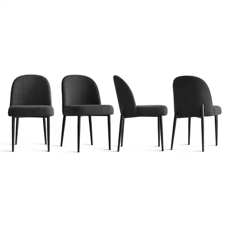 Set di 8 sedie da pranzo moderne imbottite in lino, sedie da cucina senza braccioli con gambe in metallo nero per sala da pranzo o cucina - Panipeachy